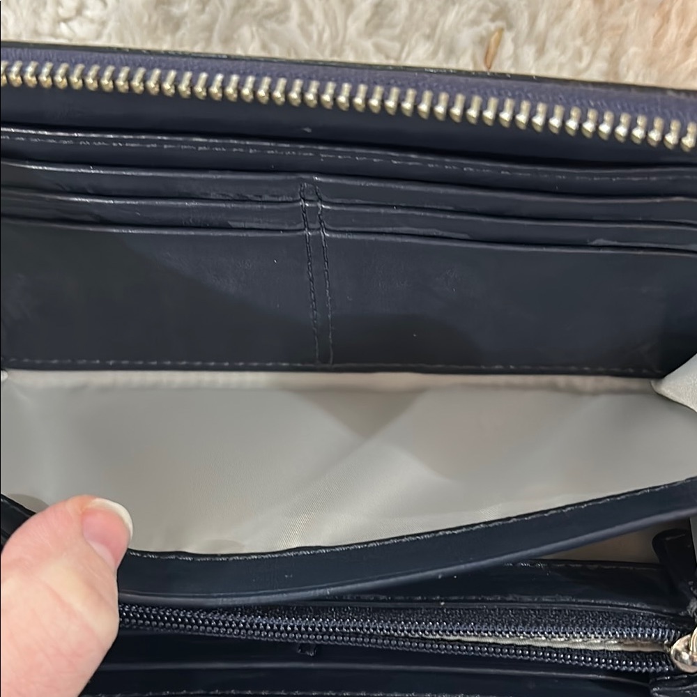 Coach Signature Jacquard Long Zip Around Wallet Navy & Gray | Pristine Condition - Picture 8 of 11